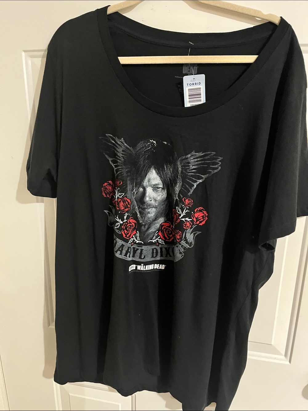 torrid Black Graphic Tee with Red Rose Motif